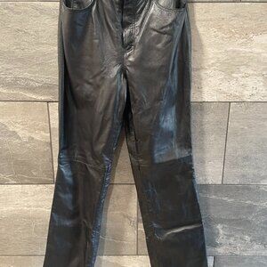 100% Real Leather Pants Black Size 10